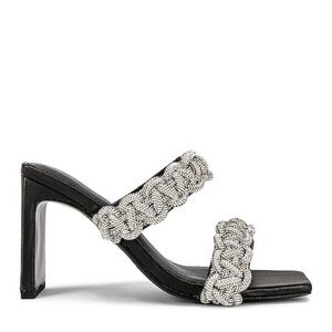 JONATHAN SIMKHAI Walker Crystal Rope Heeled Embellished Sandals in Black - NWT